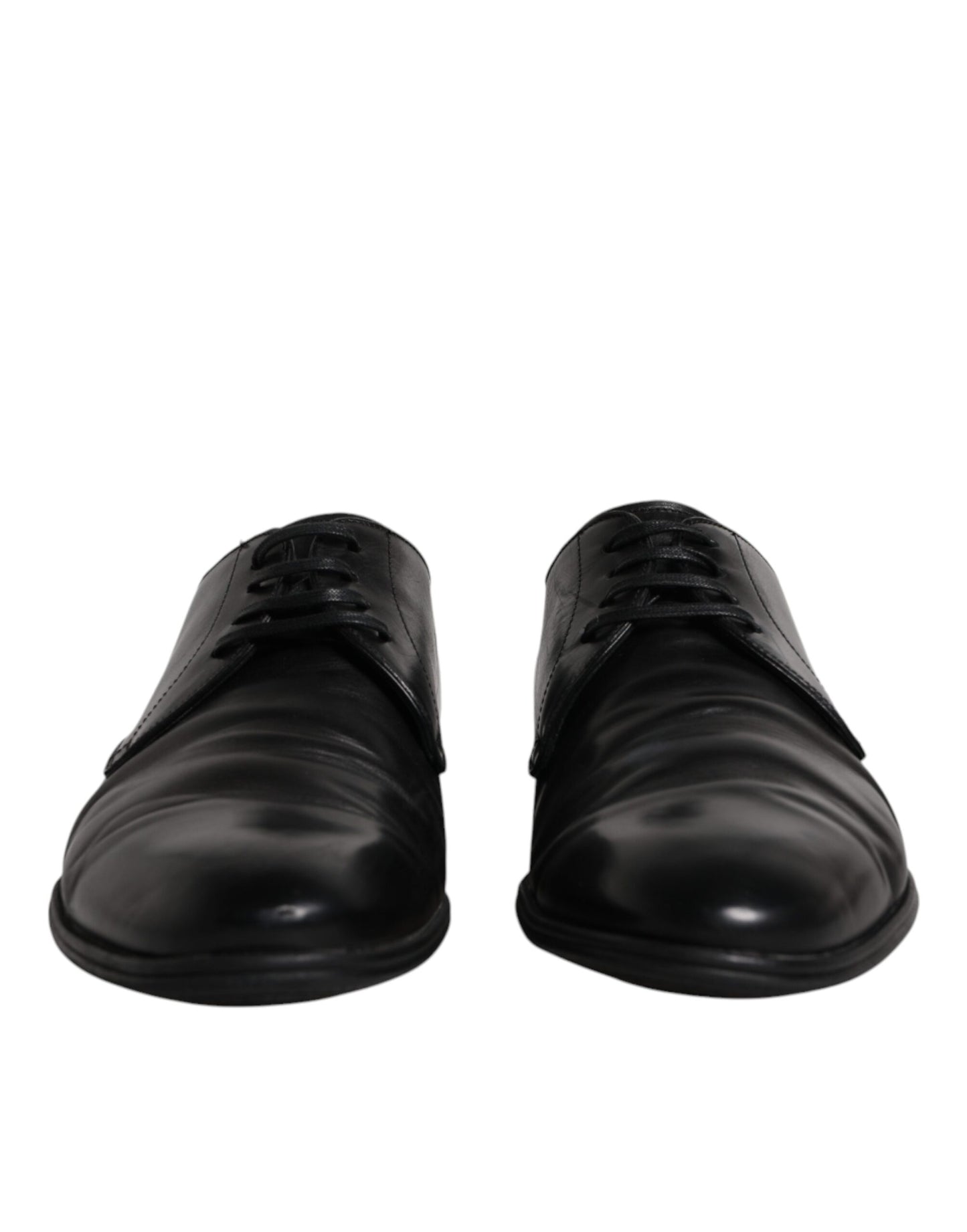 Dolce &amp; Gabbana Black Leather Lace Up Men Derby Formal Shoes