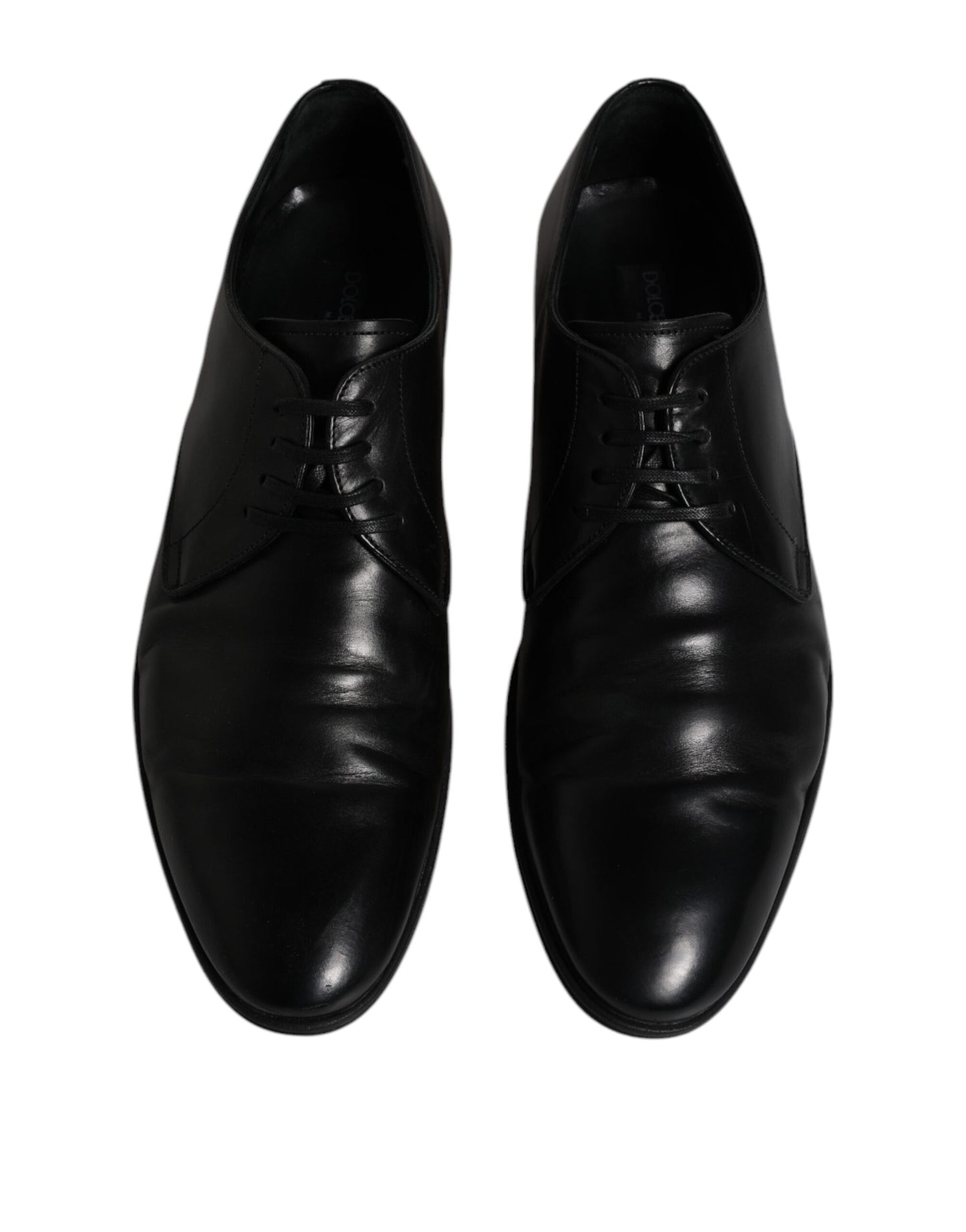 Dolce &amp; Gabbana Black Leather Lace Up Men Derby Formal Shoes