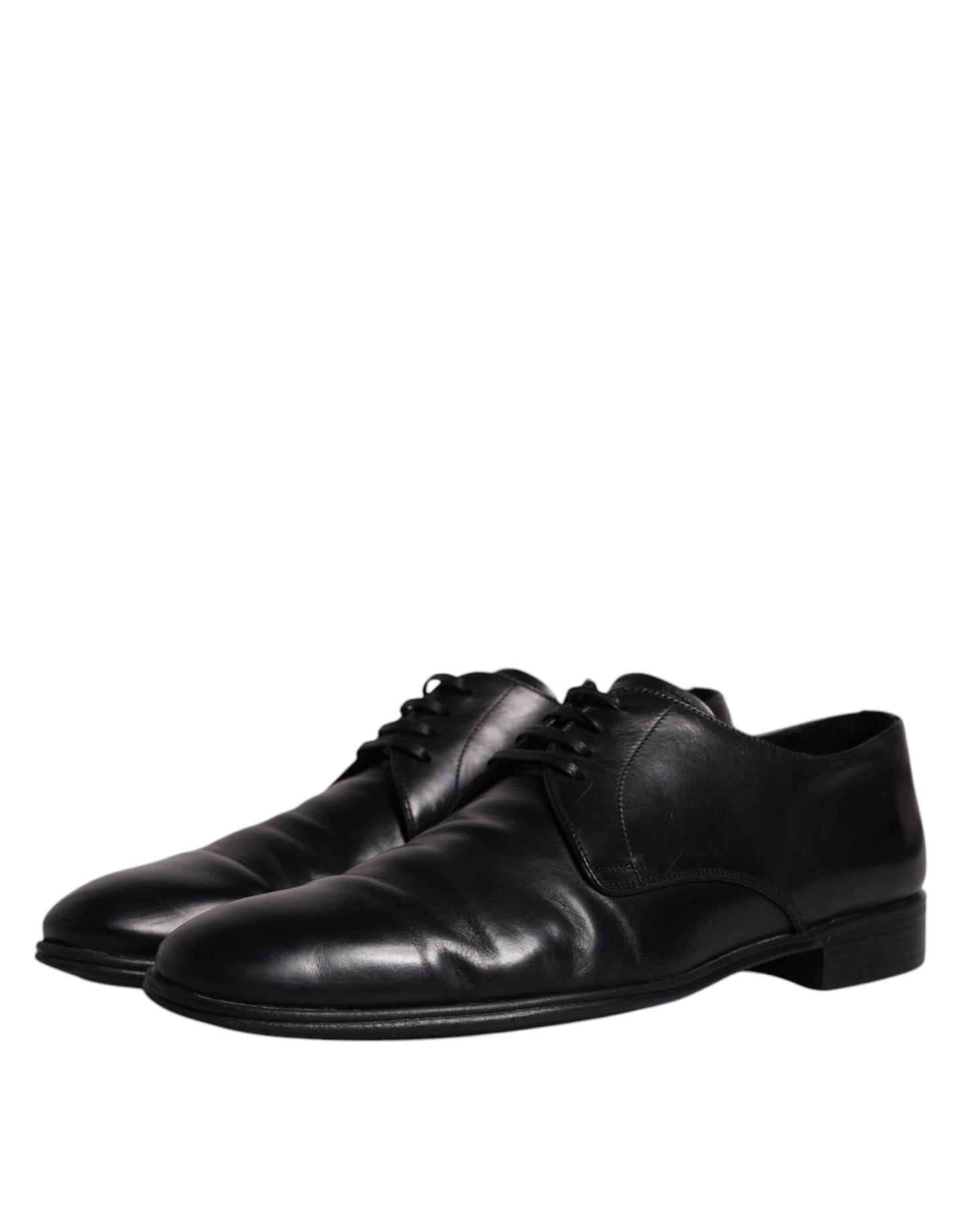 Dolce &amp; Gabbana Black Leather Lace Up Men Derby Formal Shoes