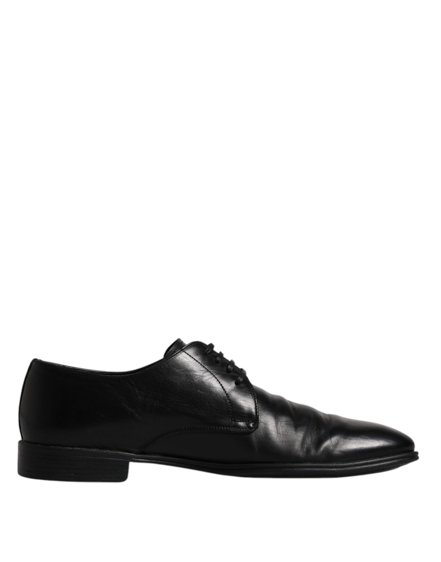 Dolce &amp; Gabbana Black Leather Lace Up Men Derby Formal Shoes