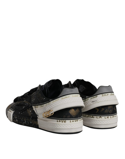 Dolce &amp; Gabbana Black White Portofino Low Top Sneakers Shoes