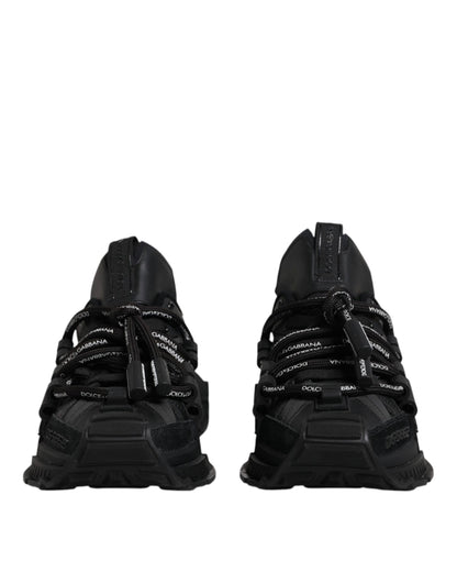 Dolce &amp; Gabbana Black Low Top Space Lace Up Sneakers Shoes