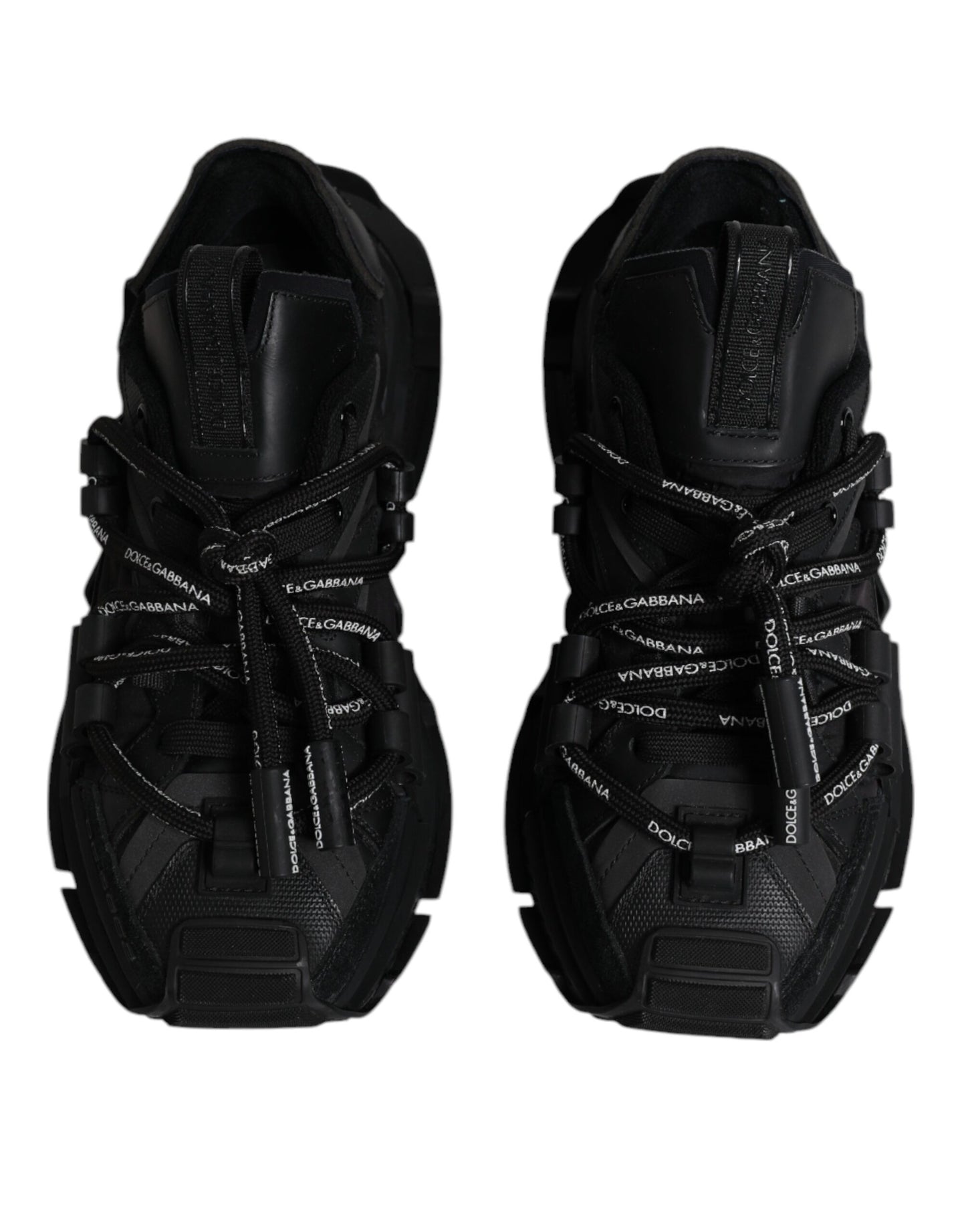 Dolce &amp; Gabbana Black Low Top Space Lace Up Sneakers Shoes