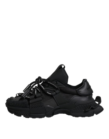 Dolce &amp; Gabbana Black Low Top Space Lace Up Sneakers Shoes