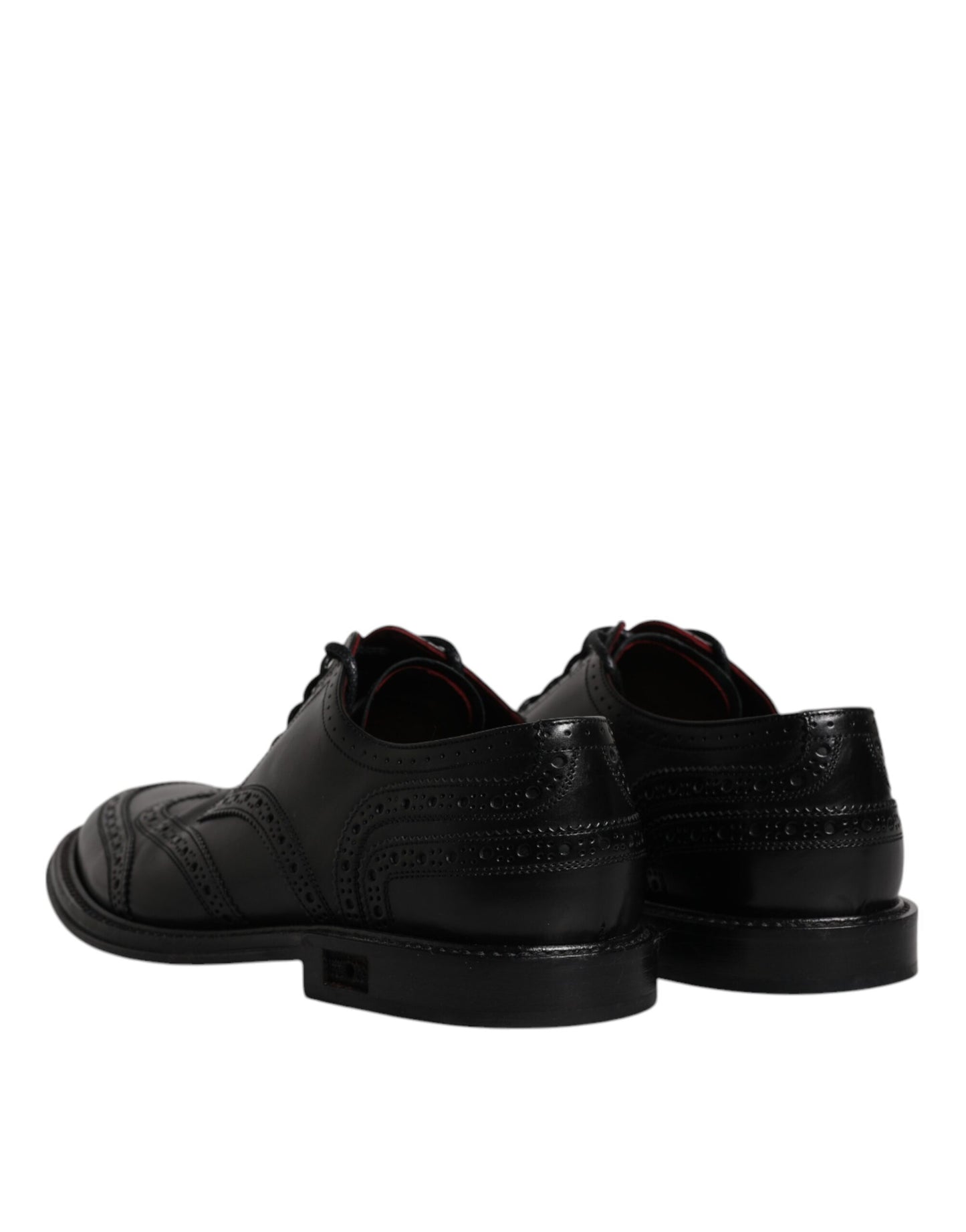 Dolce &amp; Gabbana Black Leather Derby Wingtip Formal Shoes