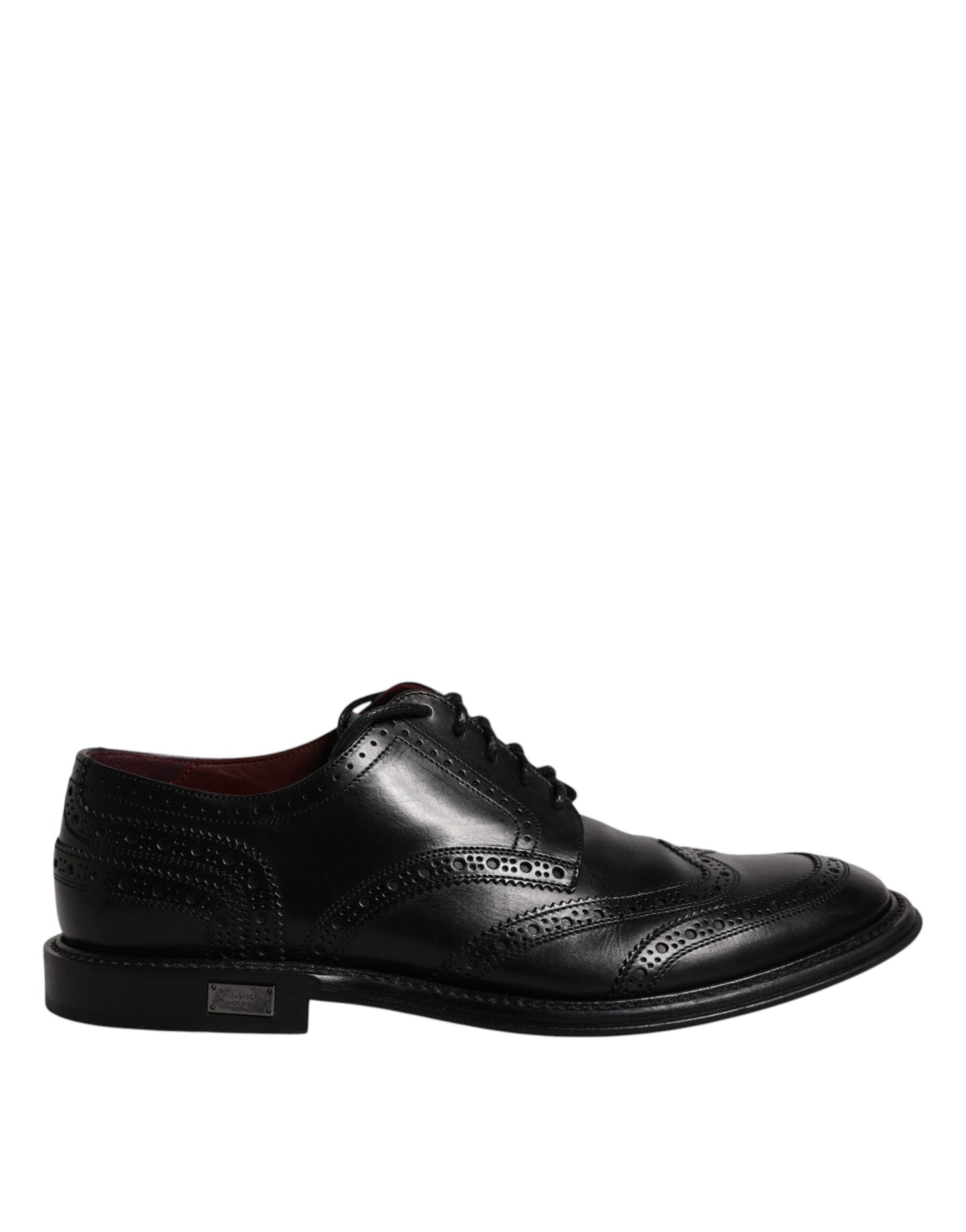 Dolce &amp; Gabbana Black Leather Derby Wingtip Formal Shoes