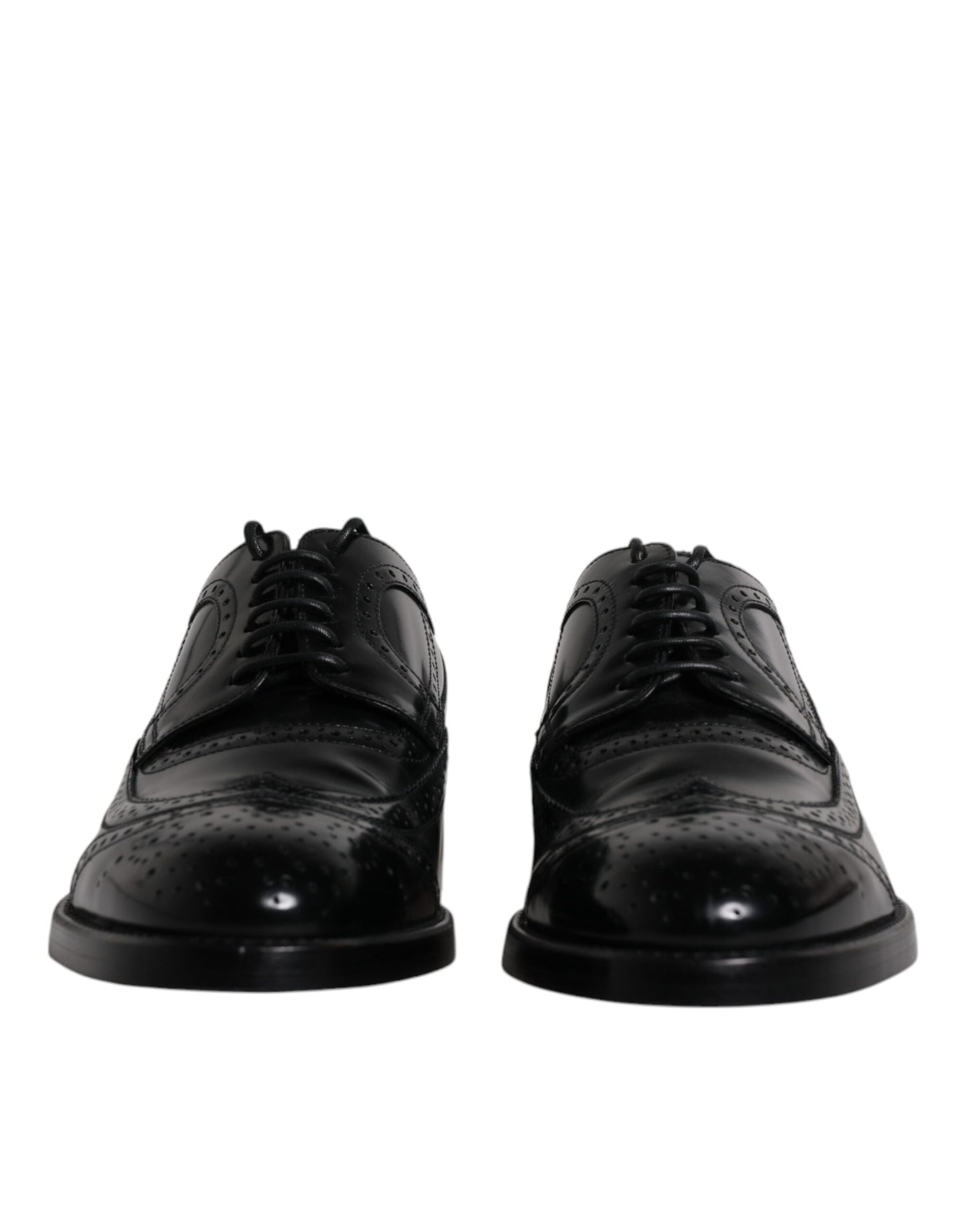 Dolce &amp; Gabbana Black Leather Derby Wingtip Formal Shoes