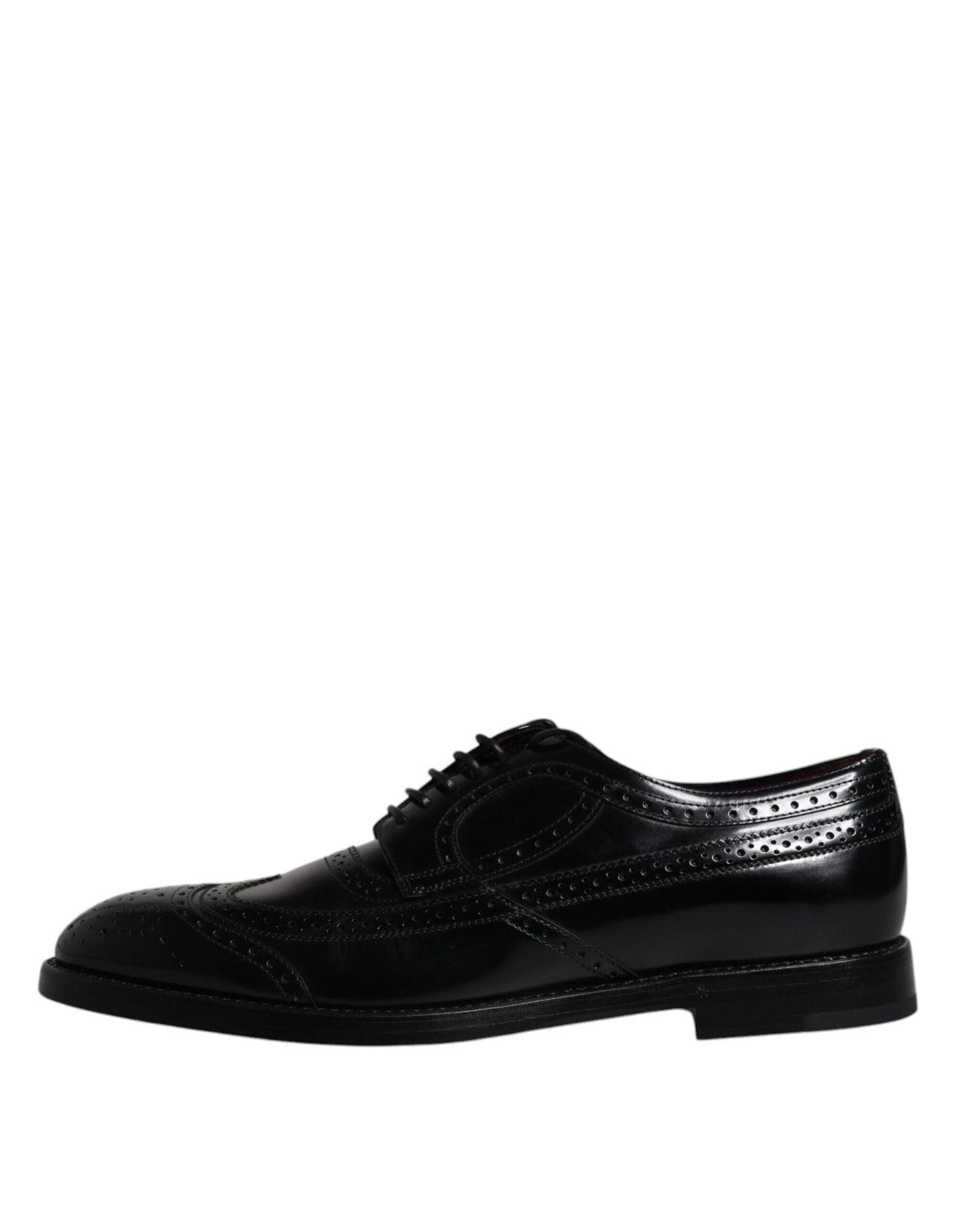 Dolce &amp; Gabbana Black Leather Derby Wingtip Formal Shoes