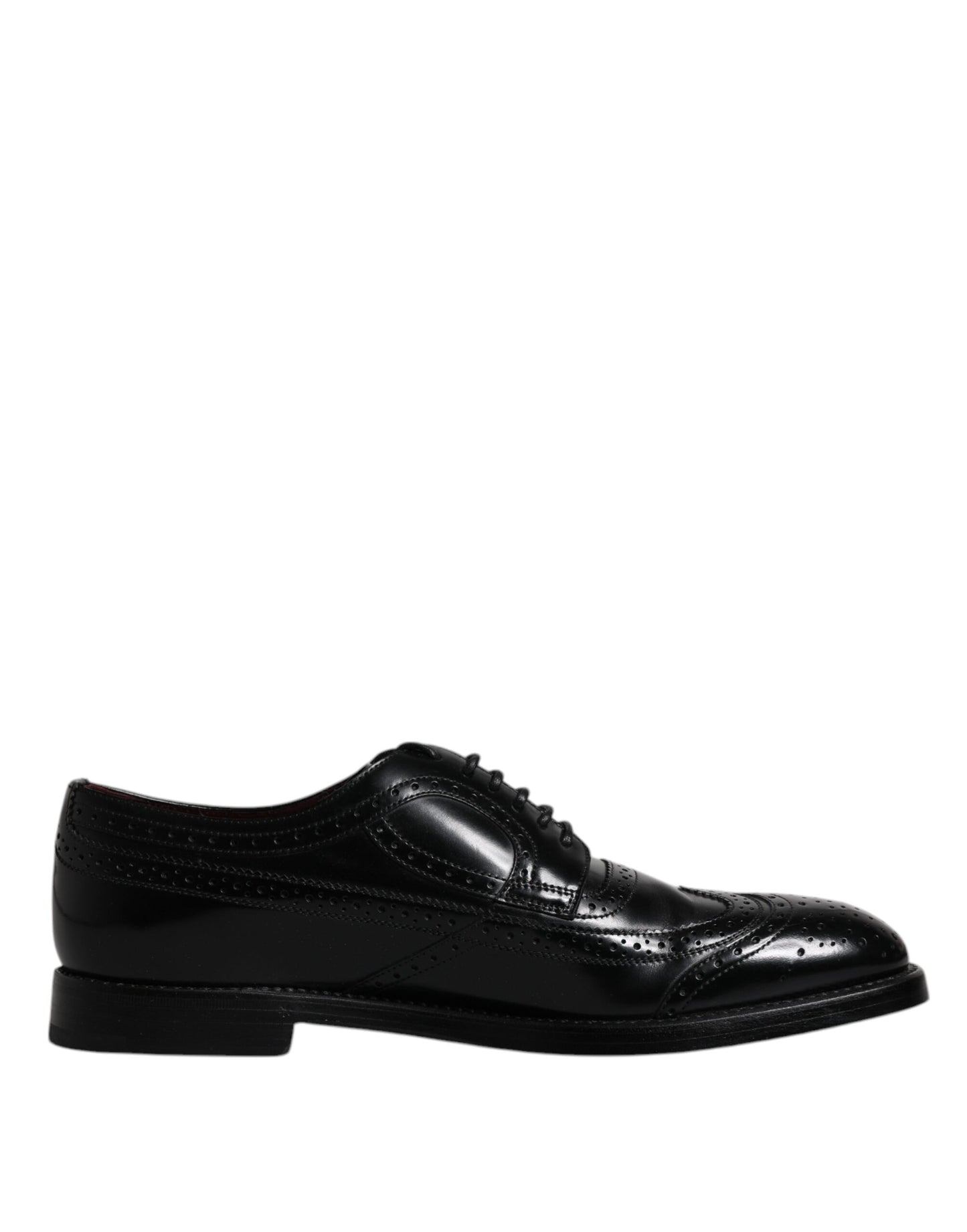 Dolce &amp; Gabbana Black Leather Derby Wingtip Formal Shoes