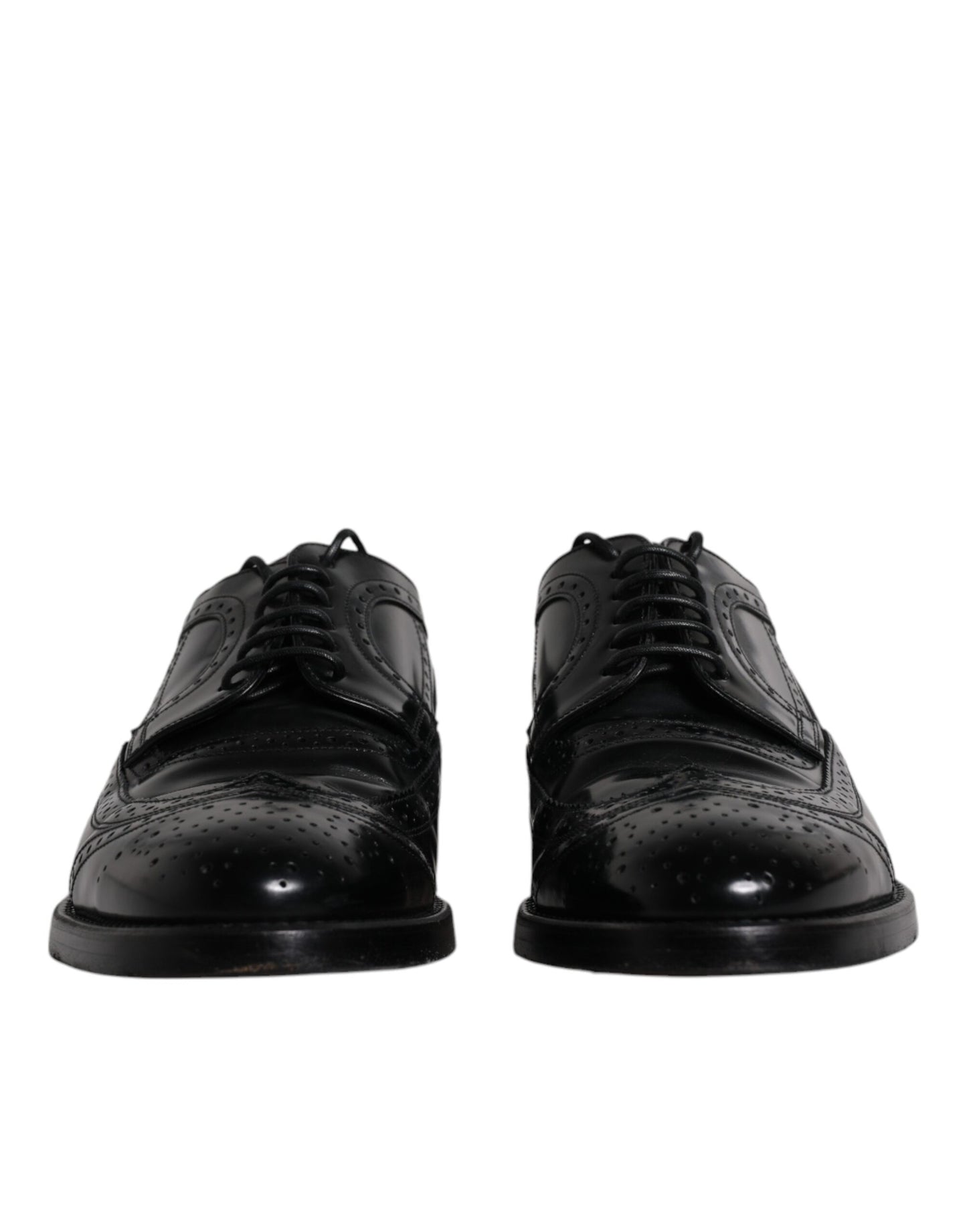 Dolce &amp; Gabbana Black Leather Derby Wingtip Formal Shoes