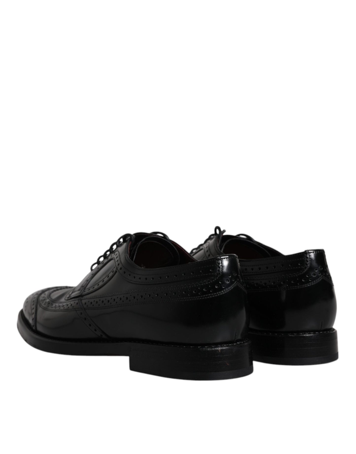 Dolce &amp; Gabbana Black Leather Derby Wingtip Formal Shoes