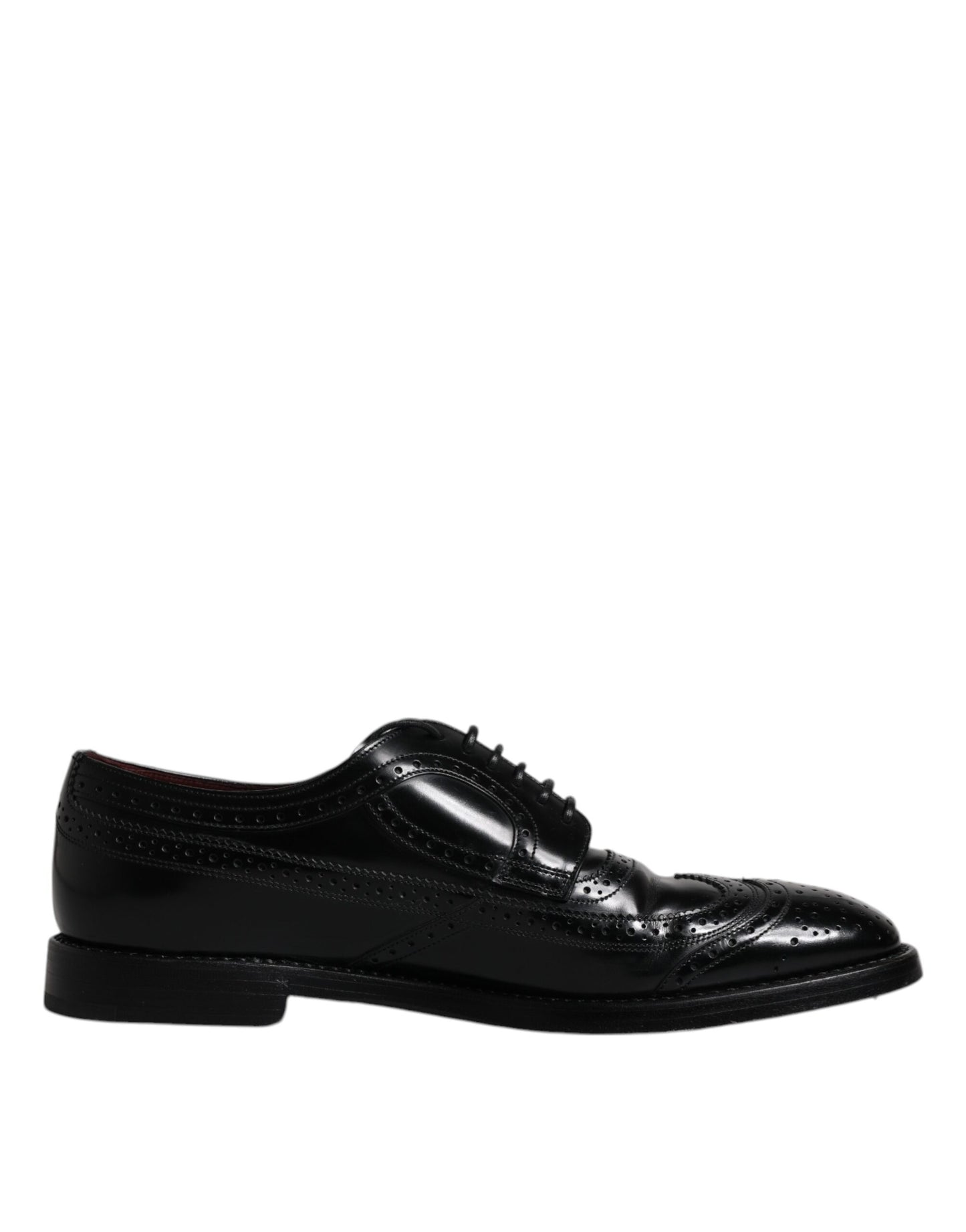 Dolce &amp; Gabbana Black Leather Derby Wingtip Formal Shoes