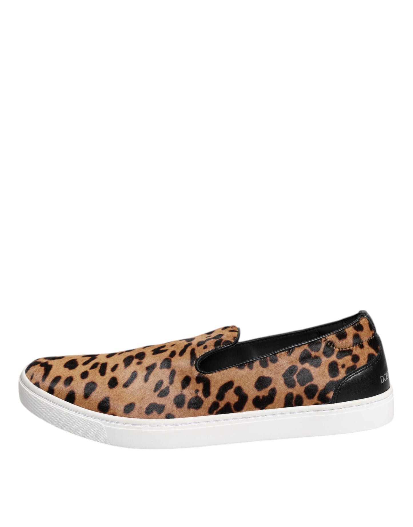 Dolce &amp; Gabbana Brown Calfskin Fur Leopard Men Sneakers Shoes