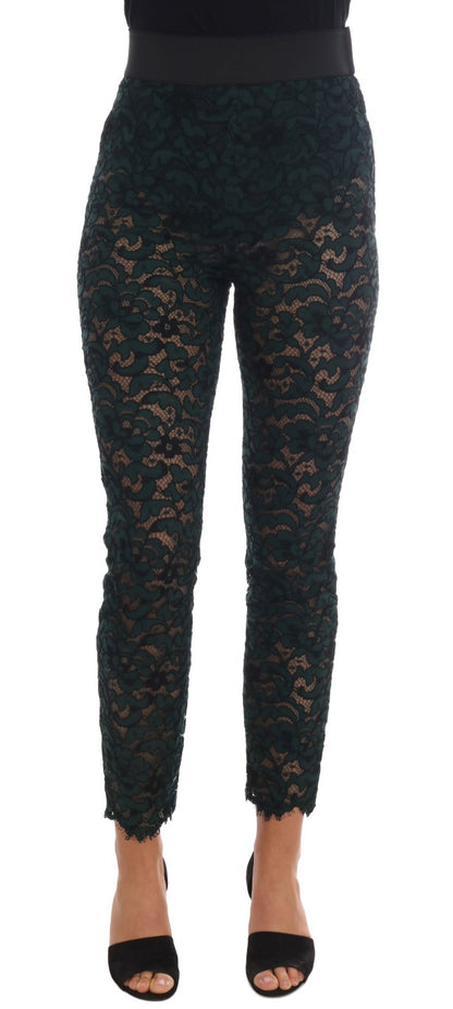 Dolce &amp; Gabbana High Waist Floral Lace Slim Trousers