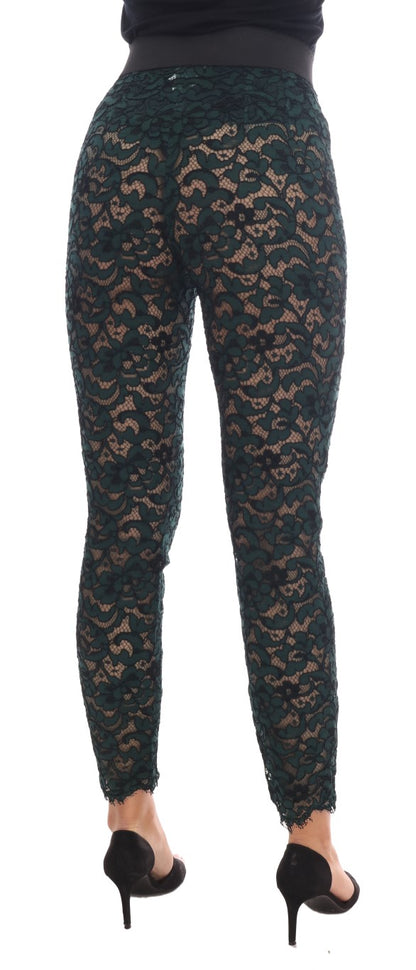 Dolce &amp; Gabbana High Waist Floral Lace Slim Trousers