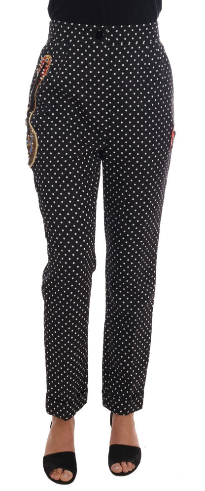 Dolce &amp; Gabbana Elegant Polka Dot Embellished Trousers