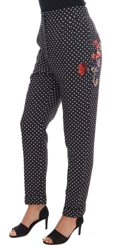 Dolce &amp; Gabbana Elegant Polka Dot Embellished Trousers