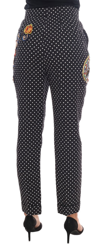 Dolce &amp; Gabbana Elegant Polka Dot Embellished Trousers