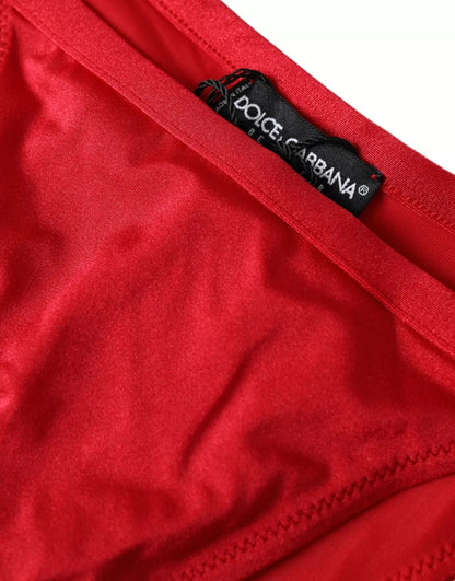 Dolce &amp; Gabbana Red Nylon Stretch Beachwear Swimwear Bottom Bikini