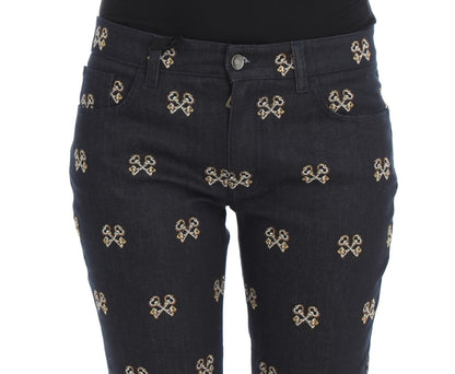 Dolce &amp; Gabbana Elegant Embroidered Slim Fit Denim Jeans