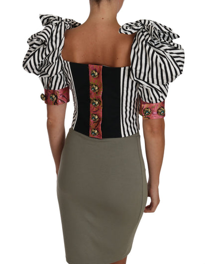 Dolce &amp; Gabbana Elegant Cropped Corset Top with Crystal Buttons