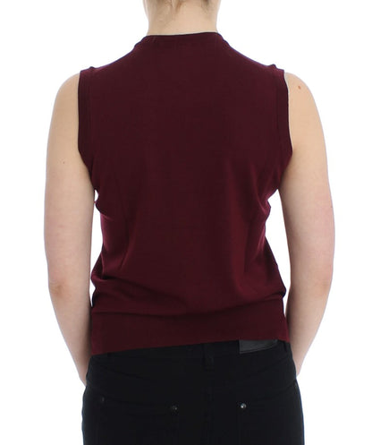 Dolce &amp; Gabbana Elegant Red Wool Sleeveless Pullover Cardigan