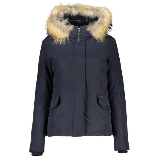 Woolrich Blue Cotton Jackets &amp; Coat