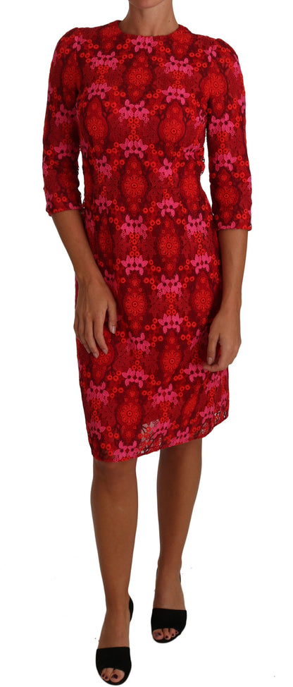 Dolce &amp; Gabbana Elegant Floral Crochet Knee-Length Dress