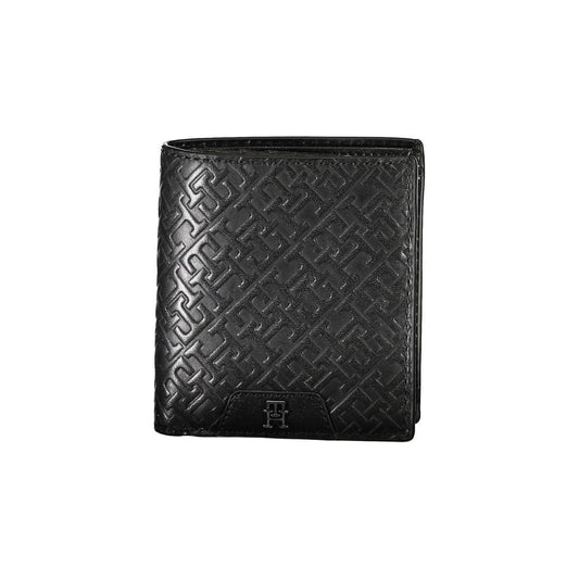 Tommy Hilfiger Sleek Black Leather Dual-Compartment Wallet