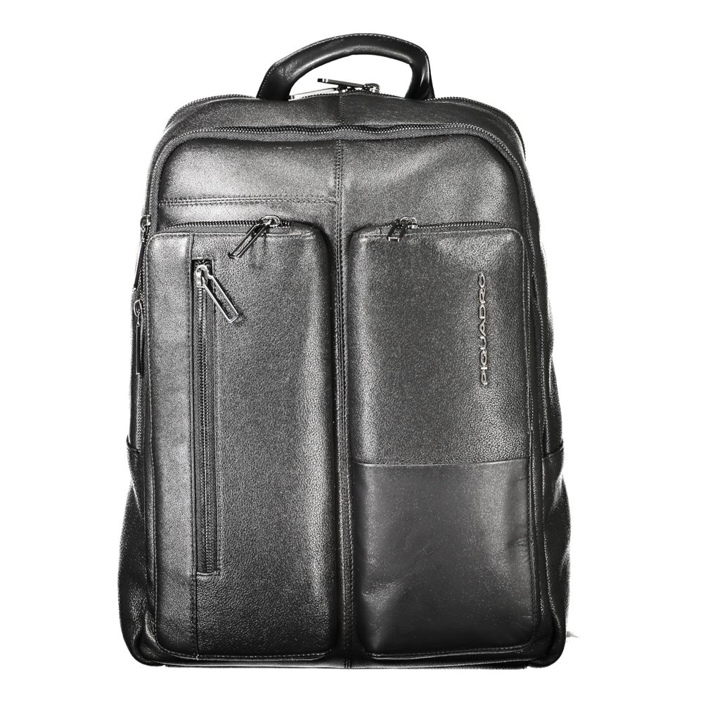 Piquadro Black Leather Men Backpack