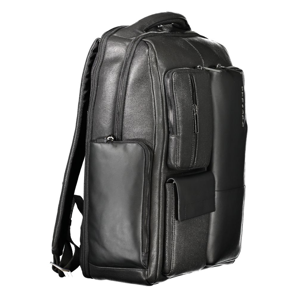 Piquadro Black Leather Men Backpack