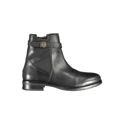 Tommy Hilfiger Black Leather Women Boot