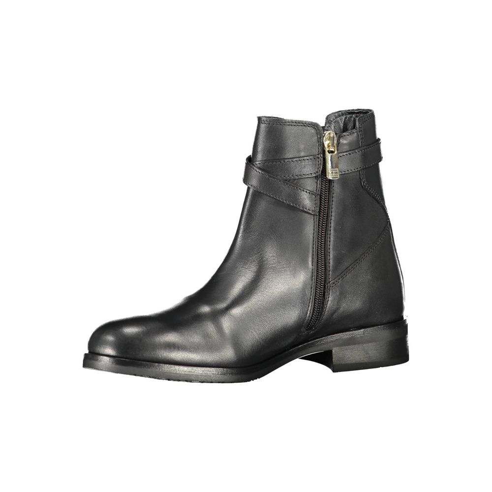 Tommy Hilfiger Black Leather Women Boot