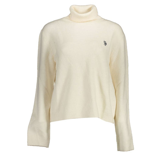 US POLO ASSN. White Acrylic Women Turtleneck Sweater