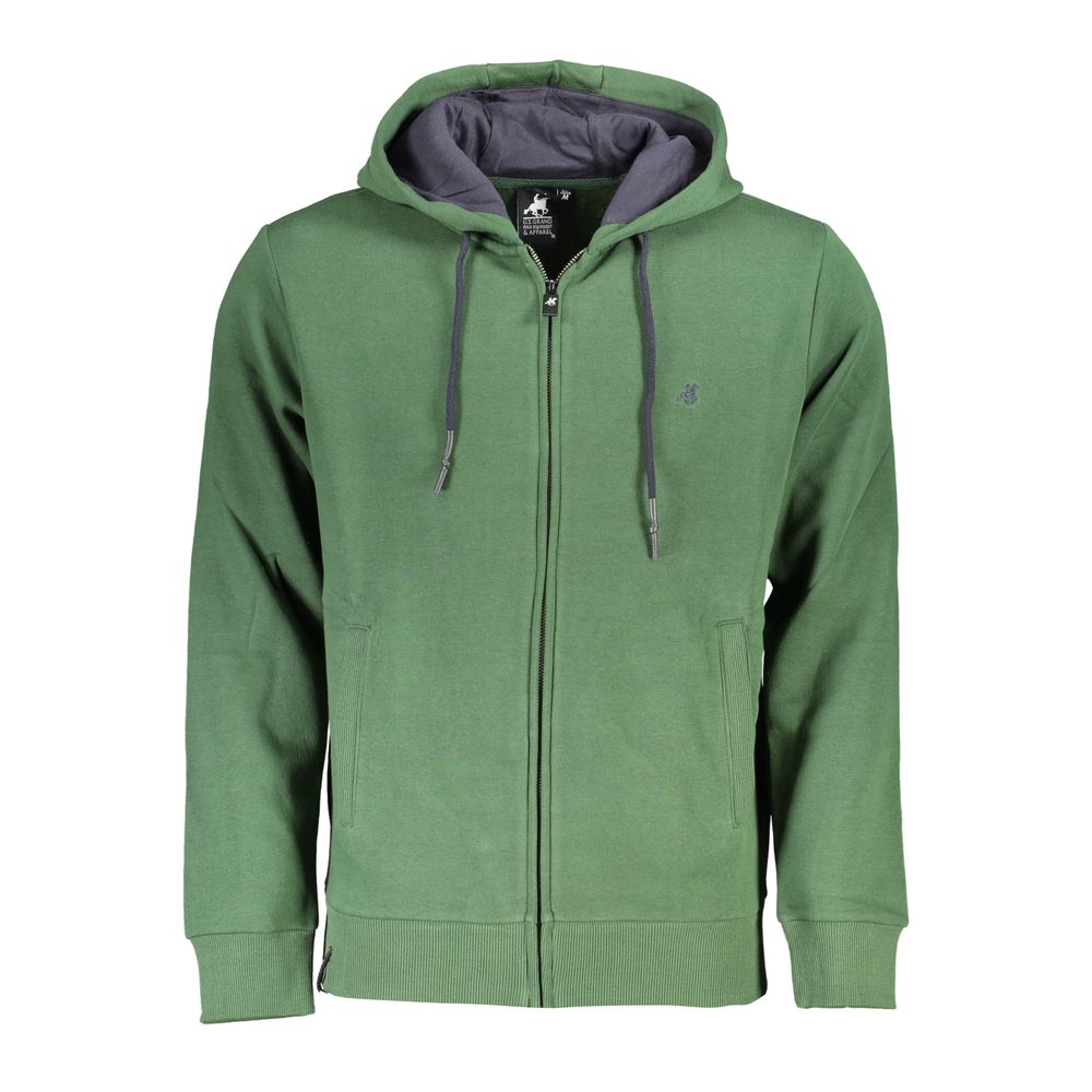 US Grand Polo Chic Green Hooded Sweatshirt with Elegant Embroidery