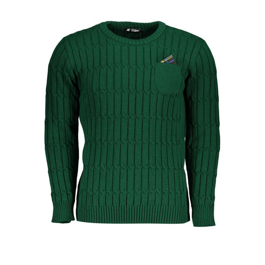 US Grand Polo Elegant Crew Neck Twisted Green Sweater