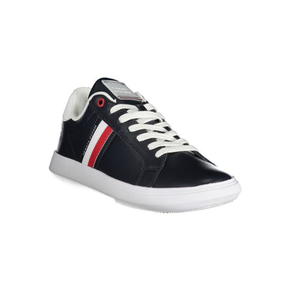 Tommy Hilfiger Sleek Blue Lace-Up Sneakers with Contrast Details