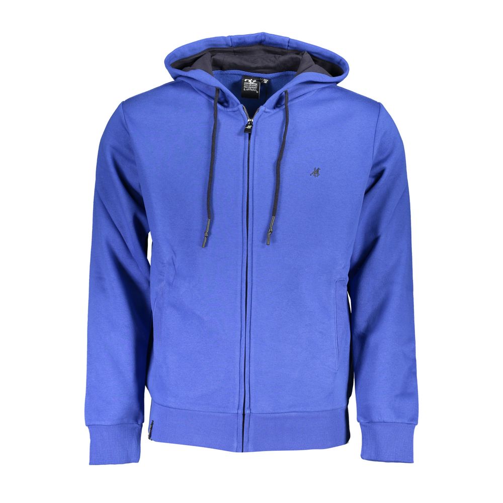 US Grand Polo Elegant Hooded Zip Sweatshirt in Blue