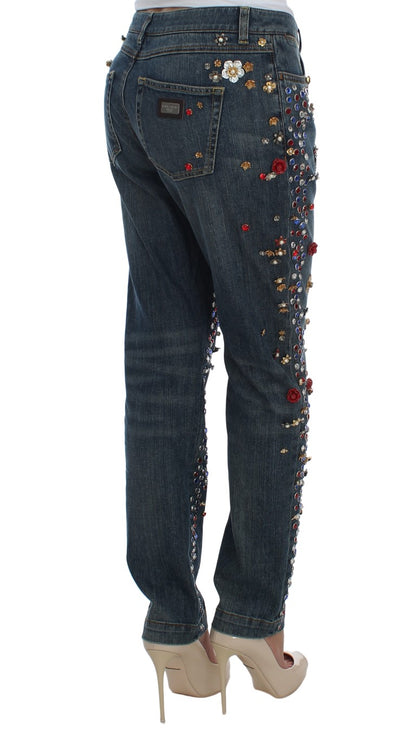 Dolce &amp; Gabbana Enchanted Sicily Crystal Heart Boyfriend Jeans