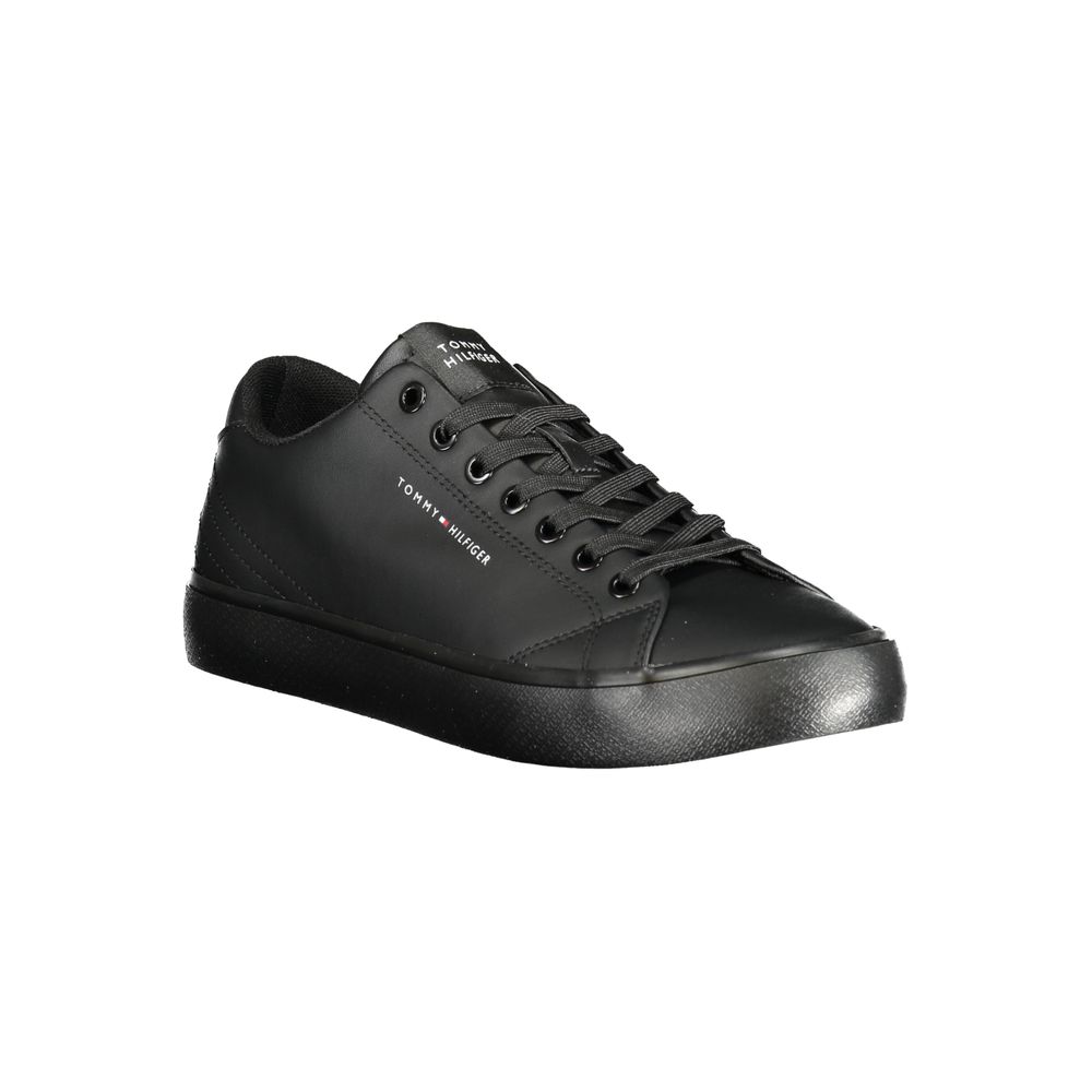 Tommy Hilfiger Black Leather Men Sneaker