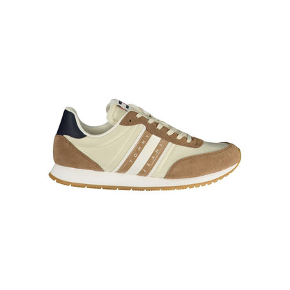 Tommy Hilfiger Beige Leather Men Sneaker