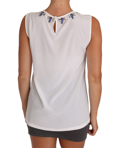 Dolce &amp; Gabbana Elegant Embellished Sleeveless Silk Blouse