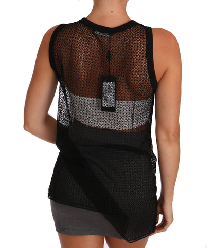 Dolce &amp; Gabbana Elegant Sleeveless Black Mesh Top