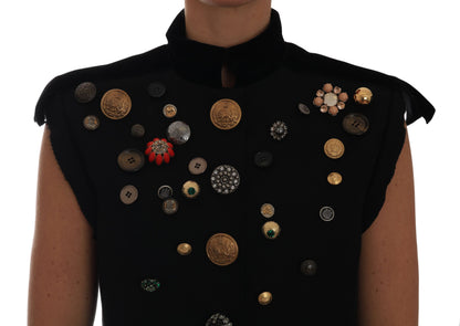 Dolce &amp; Gabbana Embellished Black Military Style Vest