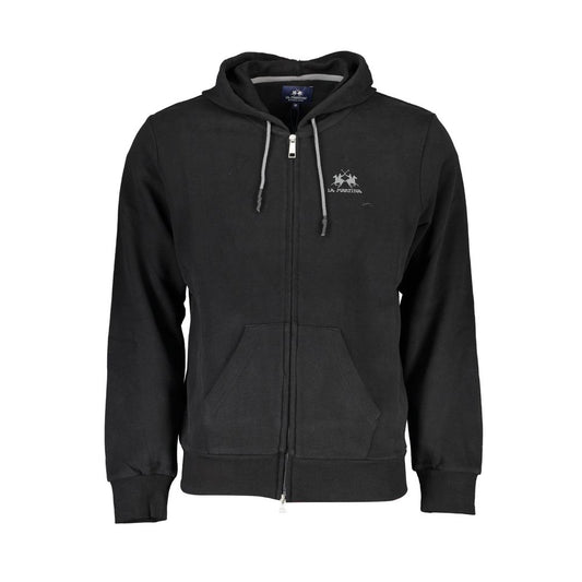 La Martina Sleek Hooded Cotton Sweatshirt in Black