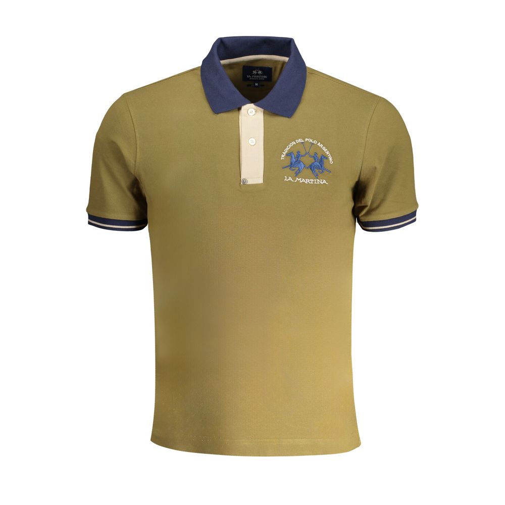 La Martina Green Cotton Polo Shirt