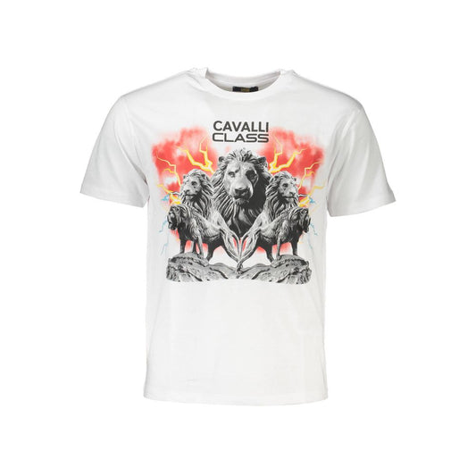 Cavalli Class White Cotton Men T-Shirt