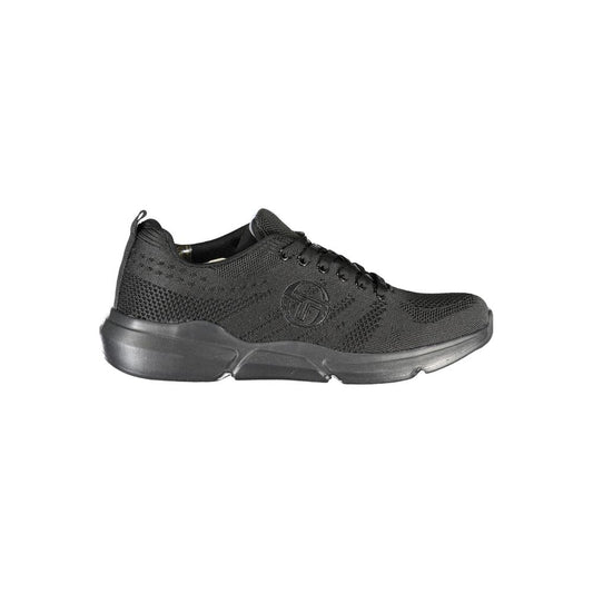 Sergio Tacchini Sleek Black Lace-up Sneakers with Contrast Detailing