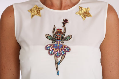 Dolce &amp; Gabbana Enchanted Crystal-Embellished Silk Blouse