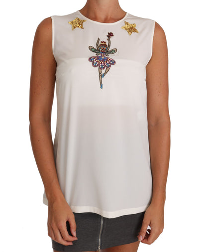 Dolce &amp; Gabbana Enchanted Crystal-Embellished Silk Blouse